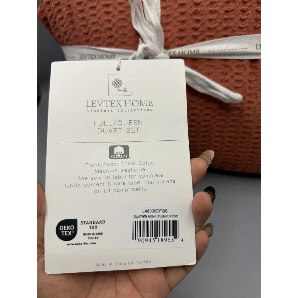 Levtex Home Cloud Waffle Textured 3-Pc. Duvet Cover Set, Full/Queen - Adobe